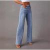 2026 Spring Summer Loose Slim-Fitting Patchwork Wide Leg Women's Jeans Solid Color Denim Pants Trousers Office Lady Jean