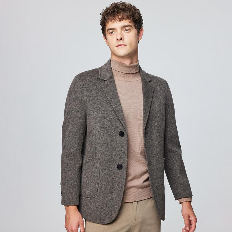 Hodo Men's Luxury Wool Blend Double-Faced Short Coat