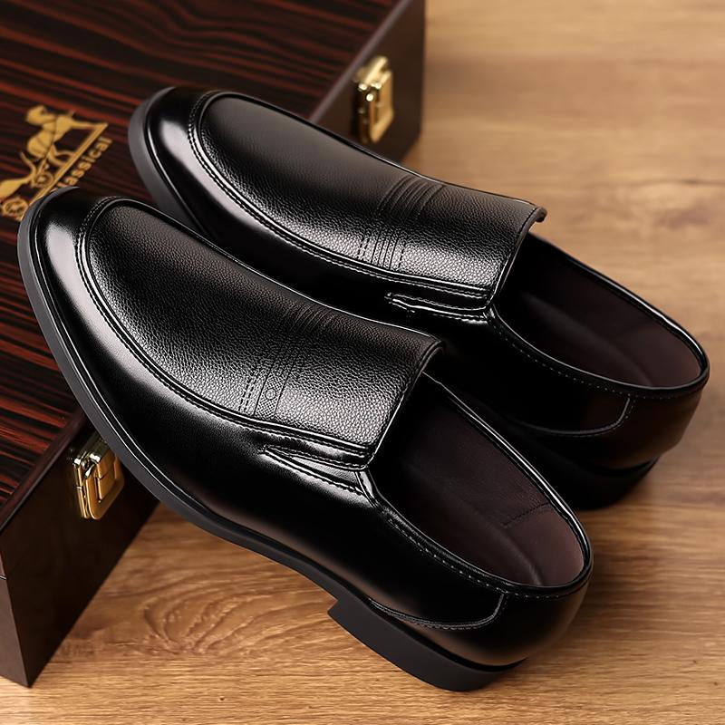 Plus Size 4.5-14.5 Men Wedding Genuine Leather Business Formal Men's Dress Shoes Loafers Black Casual Youth British Style Shoes