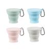 Portable Silicone Foldable Cup with Carabiner Heat Resistant Collapsible Cups Folding Storage Travel Mug for Hot Water