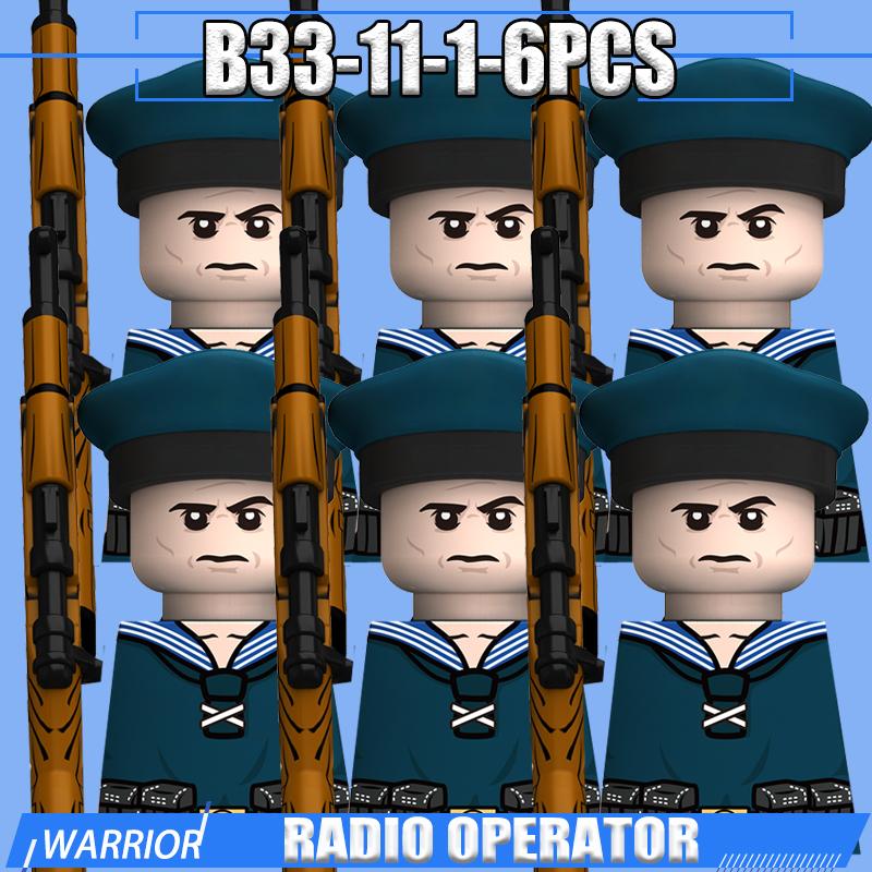 WW2 Military Navy Soldier Figures Building Blocks Leader Army Warrior Boat Commander Artillery Accessories Gun Bricks Toys Gifts