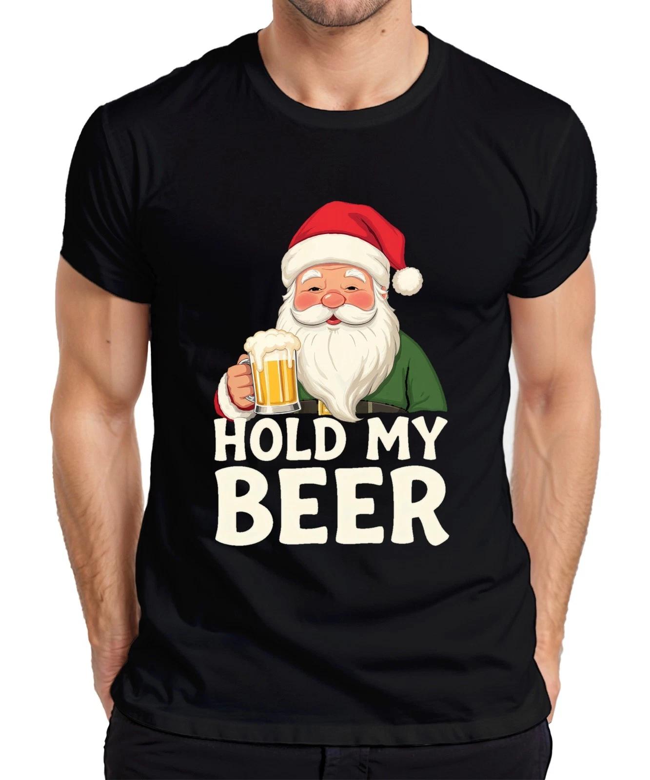 Hold My Beer Weihnachtsmann Bier Weihnachten lustig Geschenk Herren T-Shirt XL