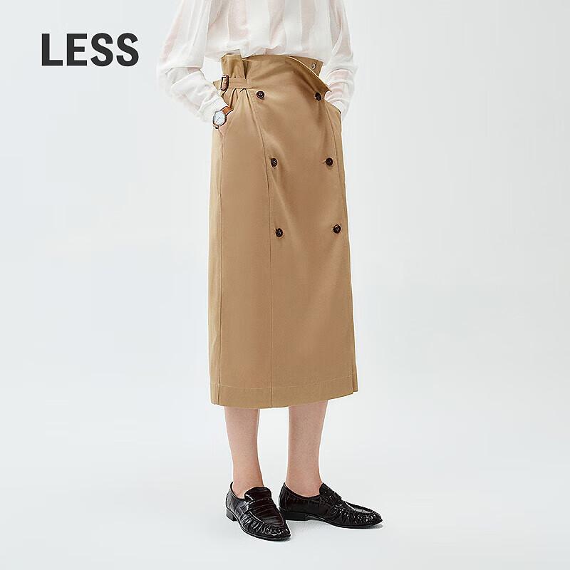 LESS 2025 Spring Straight Cotton Midi Skirt M