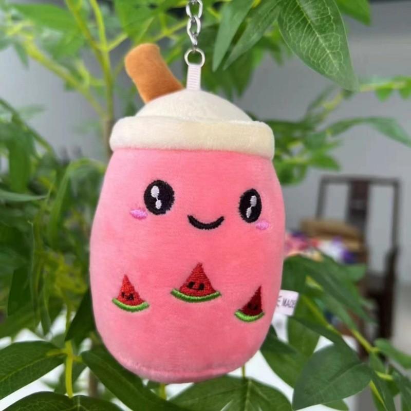 

Unique Tea Milk Cup Plush Keychain Soft Toy Gift Colorful Enthusiasts Variants Melon Red