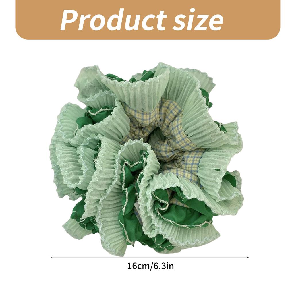 Aesthetic Scrunchies Elastic Multilayer Lace Hair Rope Wedding Party Beach Headwear Big Buns Hair Elastic Check Hairtie