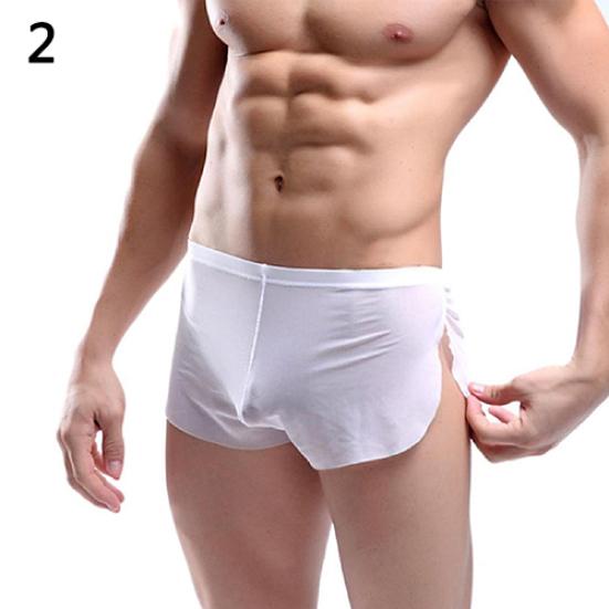 Mode homme confortable Transparent Sexy short de sport Boxer slips sous-vêtements