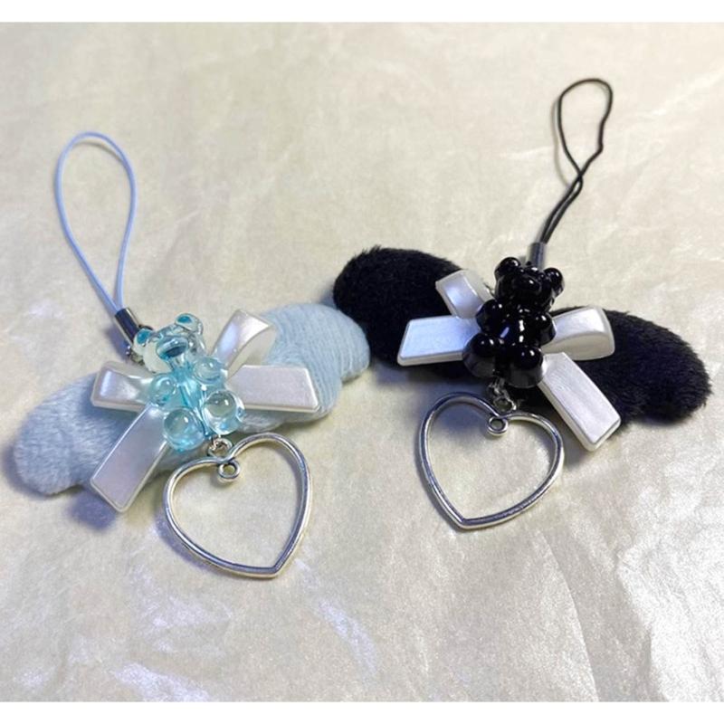 Stylish Angel Wing Phone Lanyard Punk Style Heart Pendant Backpack Decorations
