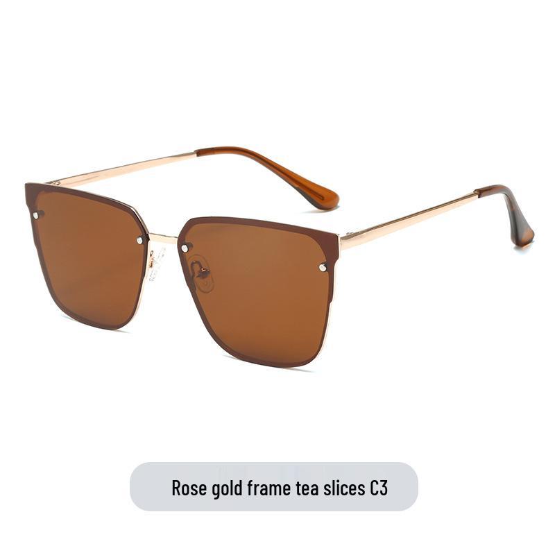 Trendy European & American Large Frame Street Style Polarized Metal Sunglasses for Outdoor Casual Wear