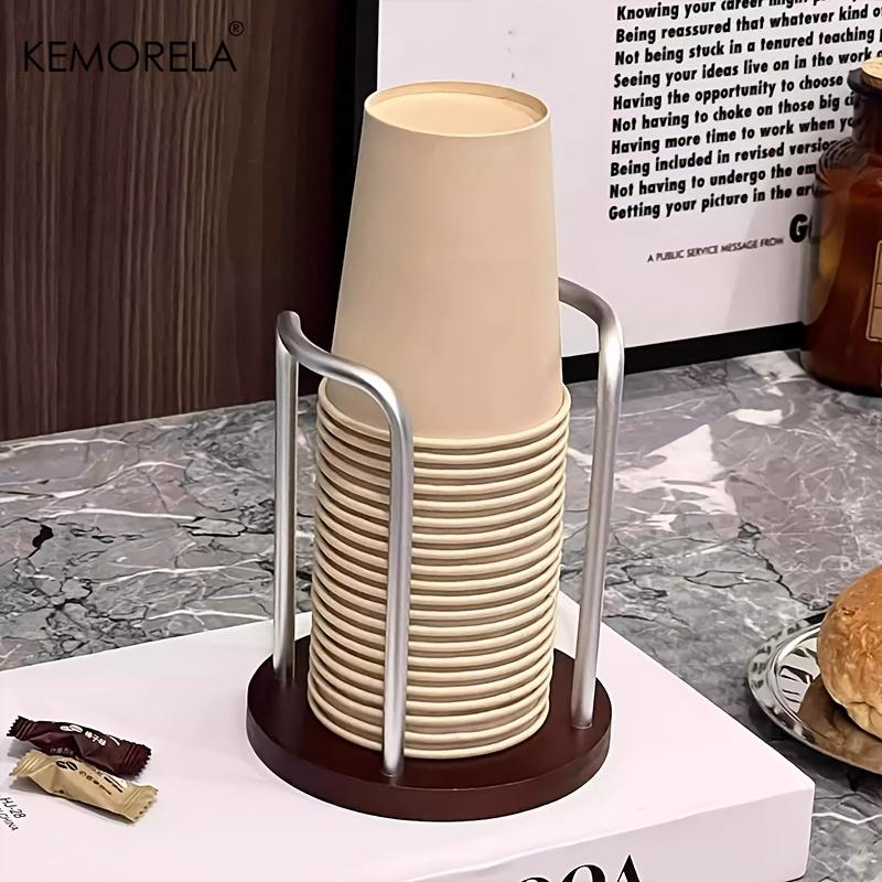 

1/2PCS Wooden Mug Stand Desk Organizer for Coffee & Tea Mugs, Contemporary Style with Various Sections, Ideal for Home Or Office Paper Cups not inclu