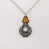 Citrine Gemstone 925 Sterling Silver Women Jewelry Pretty Oxidize Pendant 1.8" For Mother/Wife CP-45-6