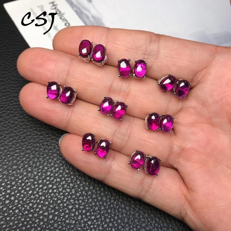 

Серьги CSJ из натурального родолита и граната, стерлинговое серебро 925 пробы, драгоценный камень, 5*7 мм, для женщин, свадебная вечеринка, день рождения, ювелирные изделия, подарок