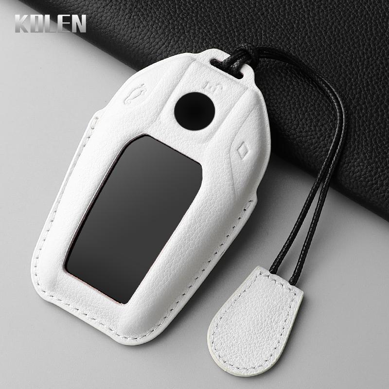 Leather Car Key Case Cover Shell For Bmw X3 G01 G31 X5 G05 X4 G02 G30 G32 I8 I12 I15 X7 M5X F20 G12 G11 5 7 Series Led Display