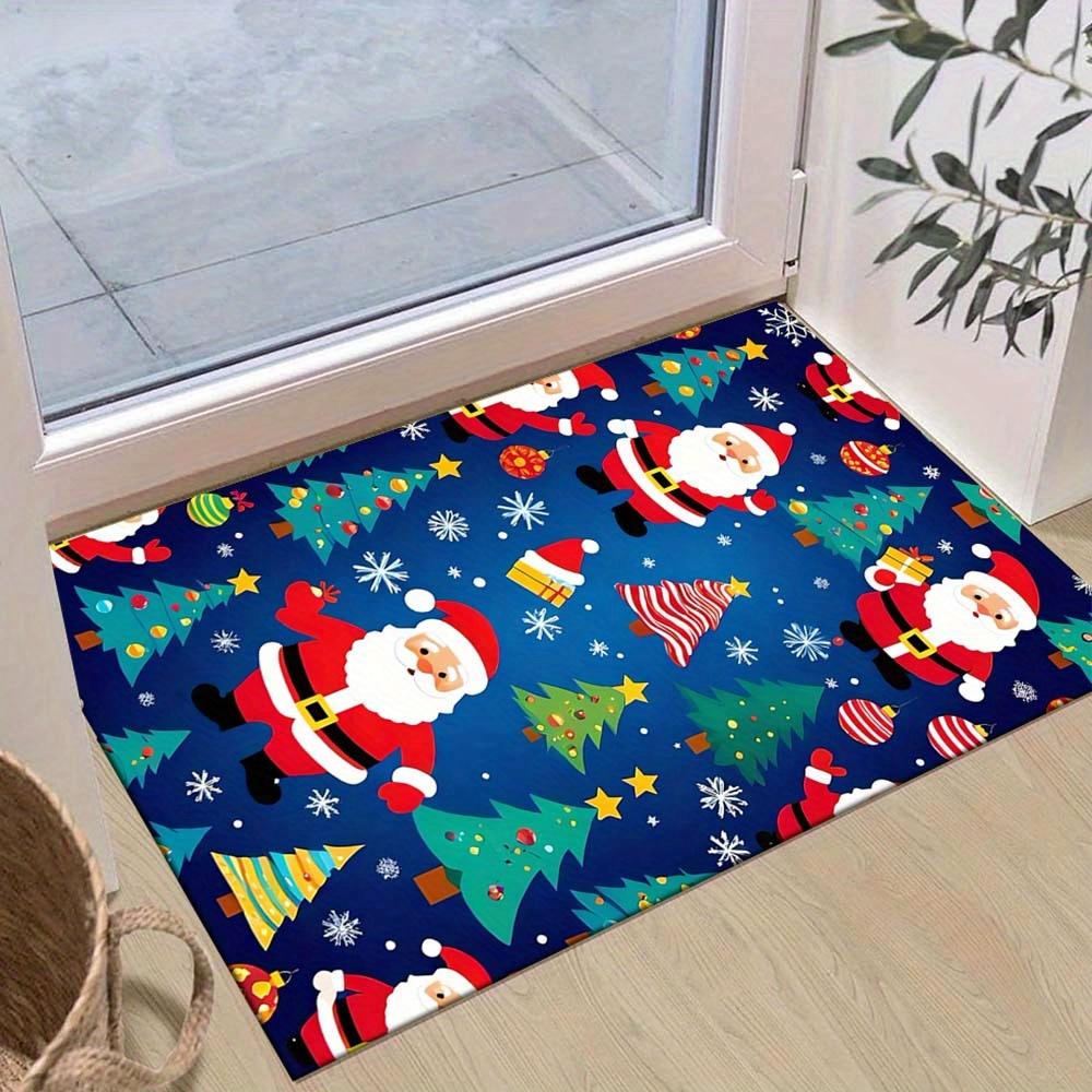 

1pc Christmas Themed Rug, Santa Claus Delivering Gifts Print, Bedside Carpet, Non slip Laundry Room Mat, Machine Washable Water Absorbing En 60cm by 90cm