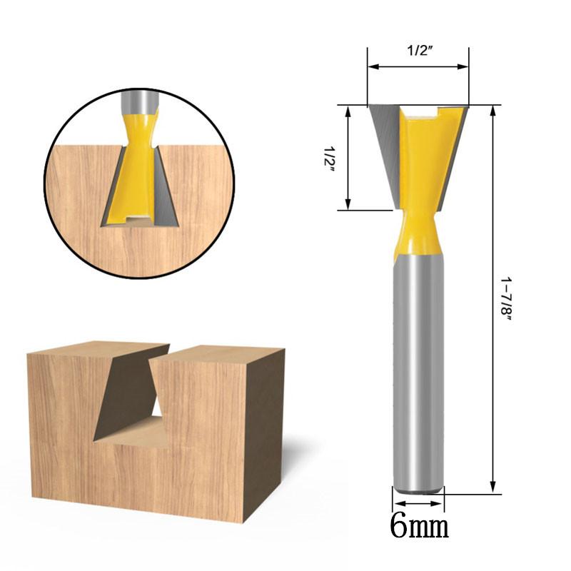 6pcs Router Bit Set 6mm 1/4inch Shank Trimming Straight Milling Cutter Wood Bits