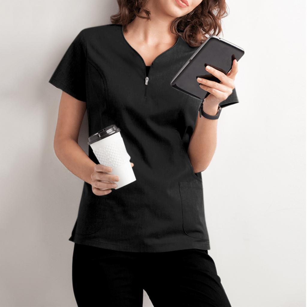 Women's Short Sleeve V-Neck Pocket Care Workers T-Shirt Tops