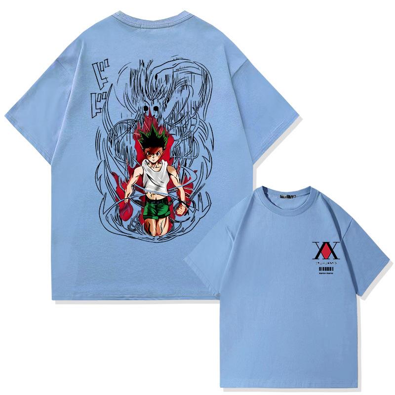 Japanese Anime Full-time Hunter 100% Cotton Short-sleeved T-shirt Men and Women's Summer Fashion Brand Short-sleeved Top