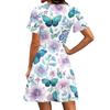 Women’s Short Sleeve V Neck Floral Print Dress with Asymmetrical Hem Casual Fit for Everyday and Vacation Wear