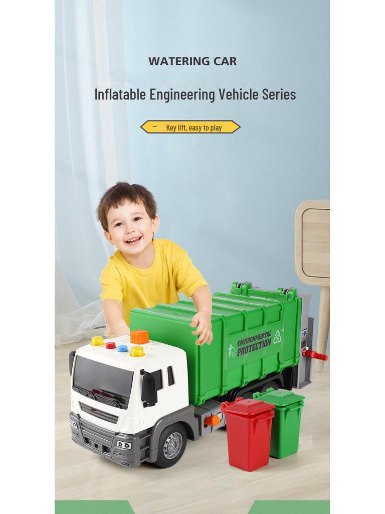 Inertial Garbage Truck Toy with Inflatable Lift and Sorting Bins - Kids' Sanitation and Sweeping Simulation