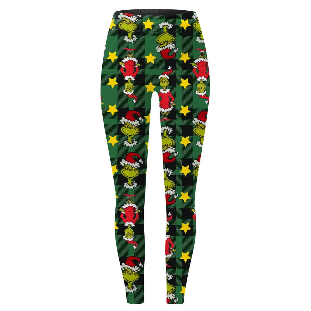 Women's Casual Fashion Outdoor Christmas Printed Slim Elastic Yoga Pants Cropped Pants