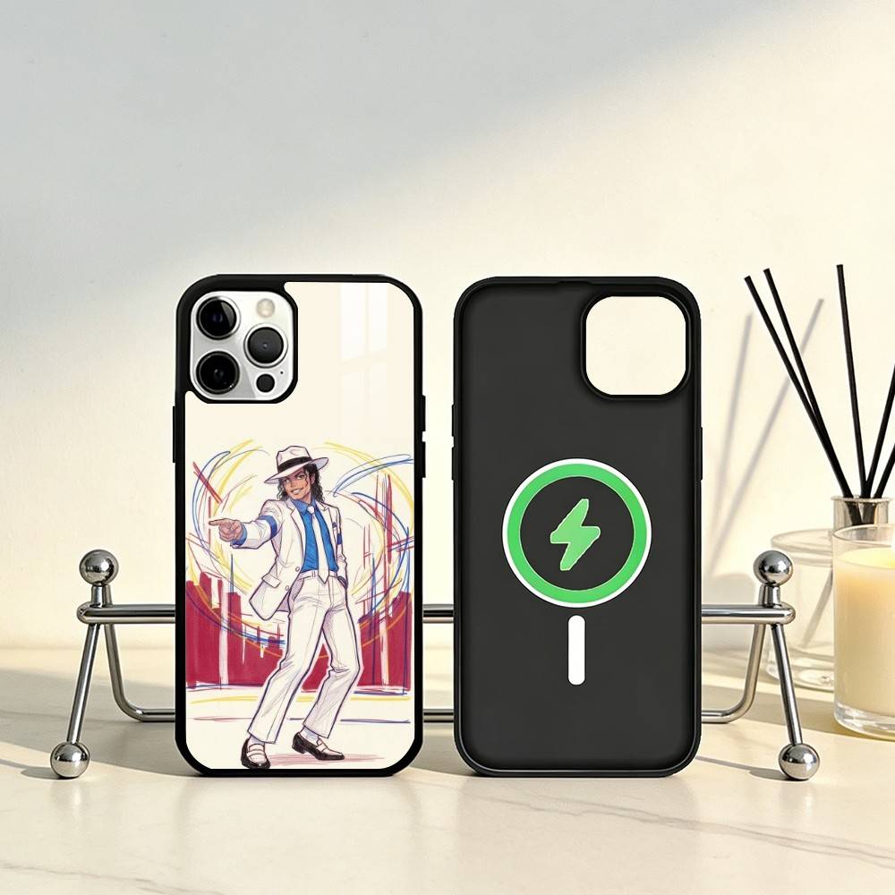 Cute Cartoon M-Michael J-Jackson Phone Case For iPhone17,16,15,14,13,12,11 Plus,Pro Max Magnetic For Magsafe Wireless Charging