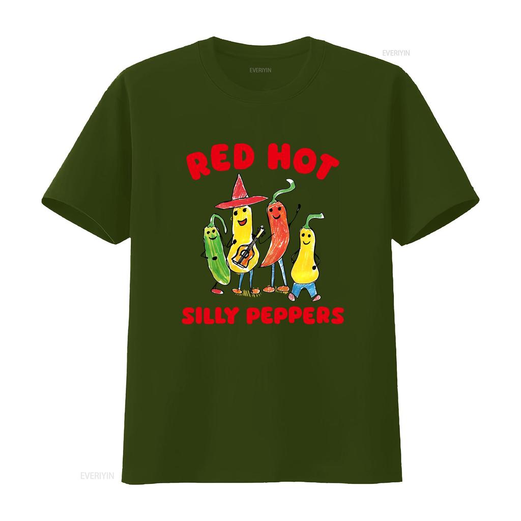 Red Hot Silly Peppers Funny Vintage Rock Metal Poster T Shirt Vintage Designer Clothes Stretched Homme Unisex