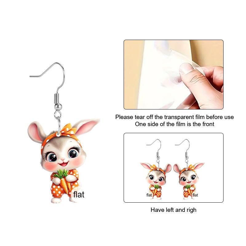 Cute Rabbit and Carrot Design Earrings