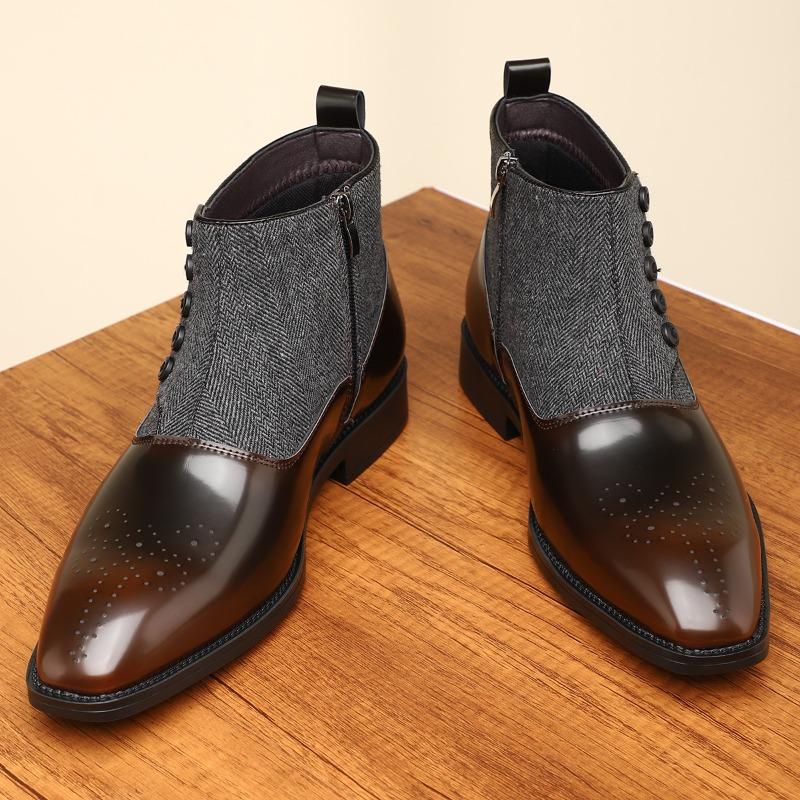 Men's British Style Leather Boots Classic Business Dress Boots Retro Pointe Toe Oxford Boot Men Chelsea Ankle Boots Botas Hombre