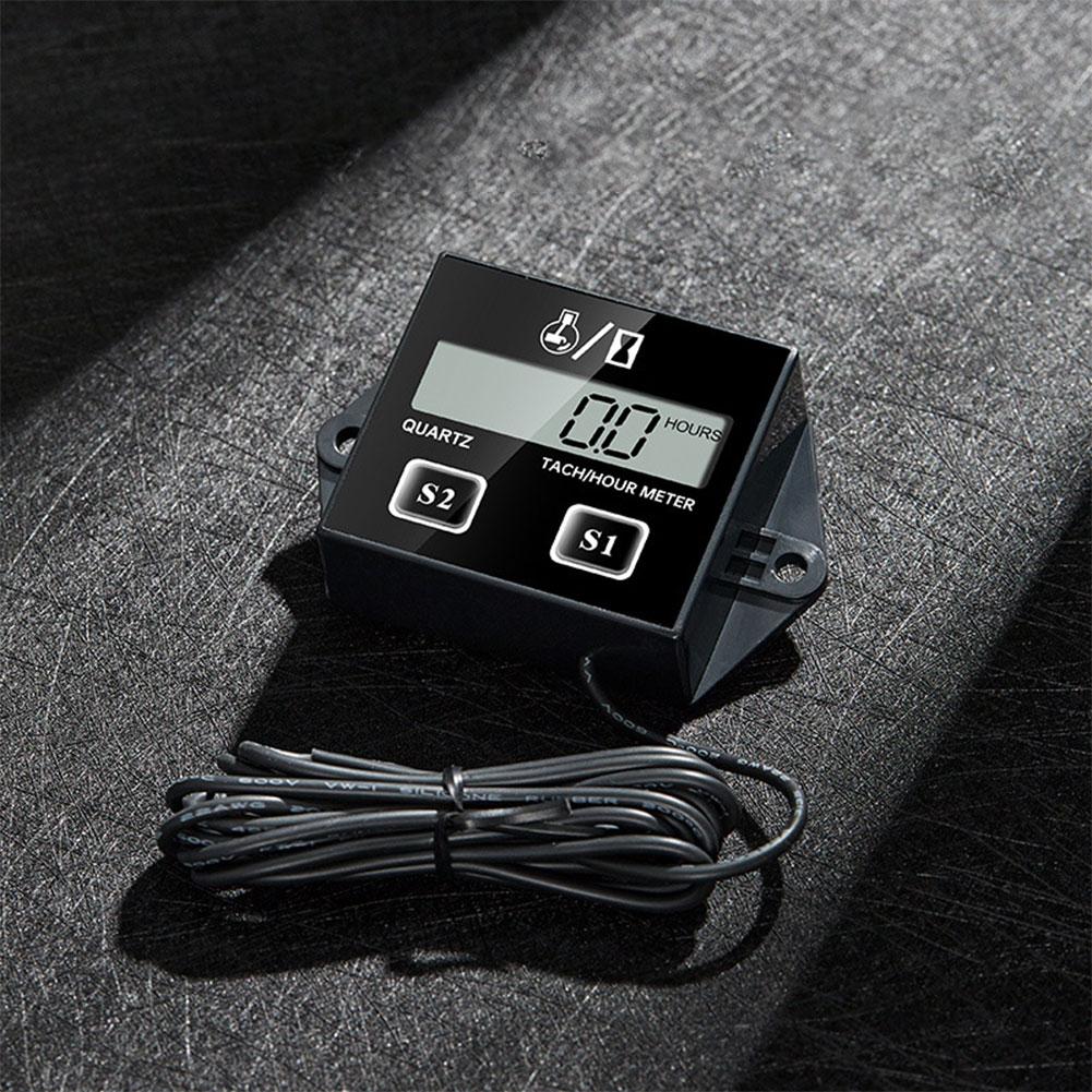Digital Tach Hour Meter Tachometer Car Motorcycle Tach Hour Meter Tachometer Gauge for Motorcycle Motor Stroke Engine Lawn Mower