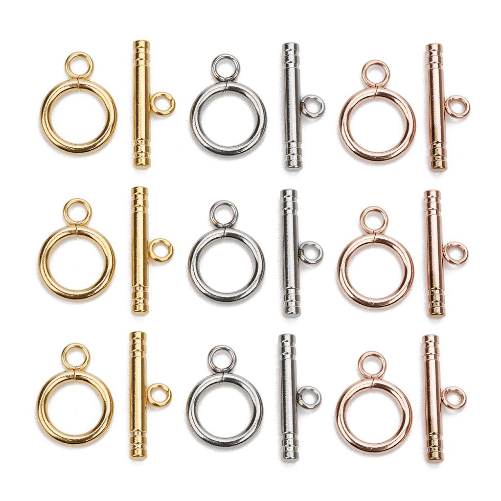 4 Sets Stainless Steel OT Clasps Buckle Round Toggle Clasp Loop Connectors for Jewelry Making DIY Bracelet Necklace Accessories
