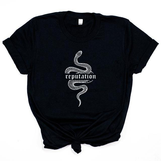 Футболка Reputation Snake Look What You Made Me Do, женская одежда, футболка в стиле готика, винтажная рубашка унисекс, футболки с рисунком змеи S чёрный