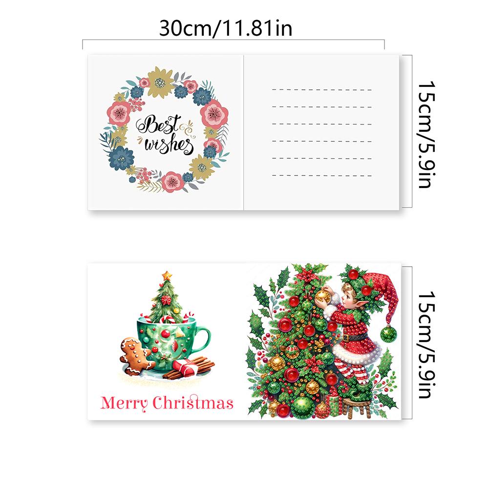 6pcs Christmas Diamond Art Greeting Cards DIY Diamond Painting Christmas Cards Handmade Diamond Painting Greeting Thank You Card