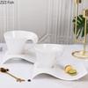 Creative Wave Coffee Cup Saucer Set Couple Afternoon Tea Milk Cup and Snack Plate Home Kitchen Ceramic Mug White Drinkware