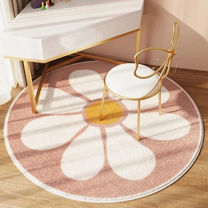 Cartoon Cute Carpets for Living Room Bedroom Decor Round Rugs Non-slip Chair Floor Mat Children's Room Bedside Carpet Study Rug
