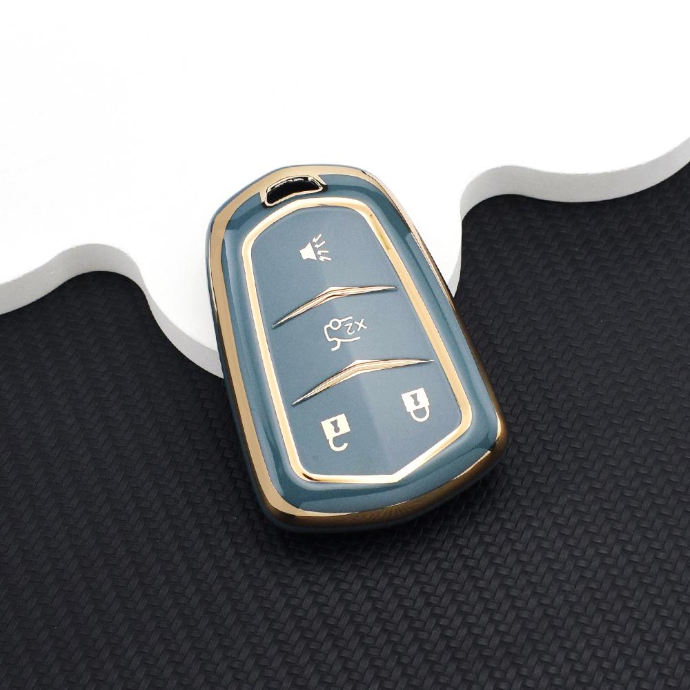 Anti-Scratch Car Key Cover Case for Cadillac Escalade ESV XT5 ATS CT6 CTS XTS SRX DTS ELR TPU Key Case with Key Chain Set