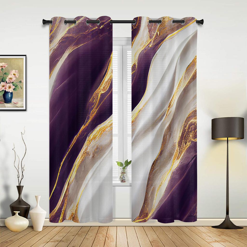 Marble Texture Aqua Curtains for Bedroom Living Room Drapes Kitchen Children's Room Window Curtain Modern Home Decor