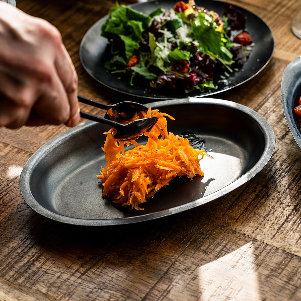 VINTAGE INOX Black Oval Bowl 232mm Made in Japan BLACK VINTAGEINOX Cafe Restaurant Plate Long Plate Stainless Steel Aging Processing Unbreakable