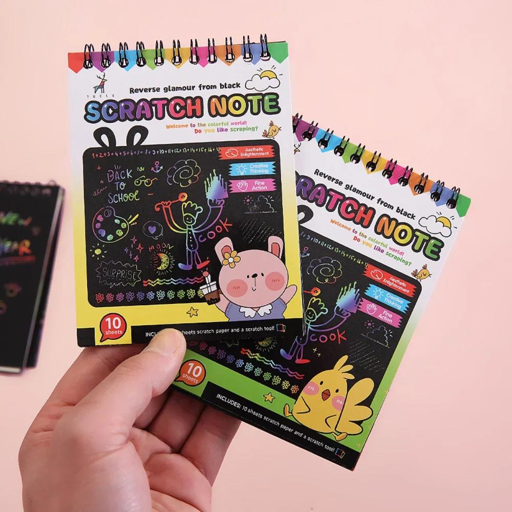 Kratzbild-Malbuch mit Regenbogen-Kratznoten, magischem Malpapier und Stift für Kinder, Bastelspielzeug, Geschenkidee für Kinder
