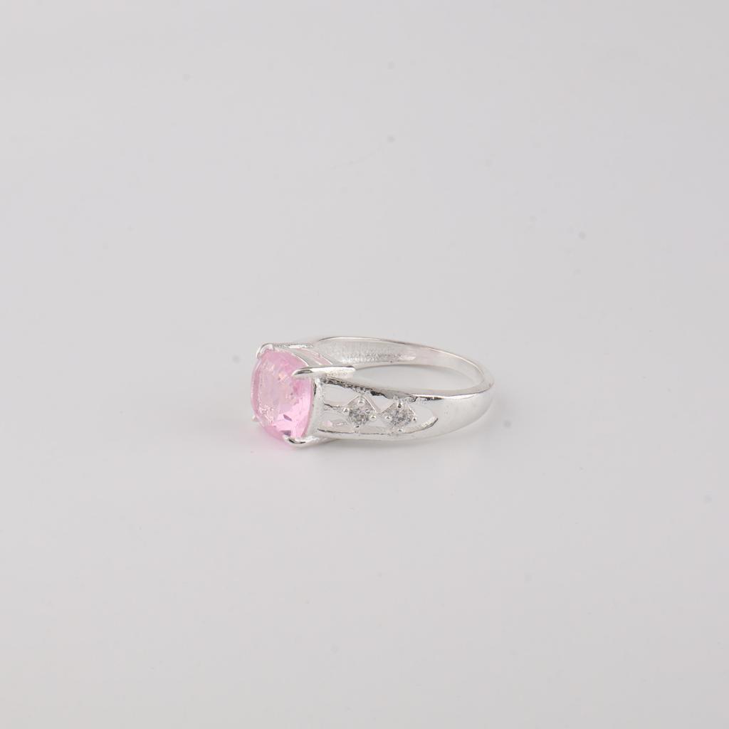 Natural Morganite Gemstone Silver Ring, Women's Wedding Jewelry, 925 Sterling Silver Zircon Ring For Bride CZR-15-9