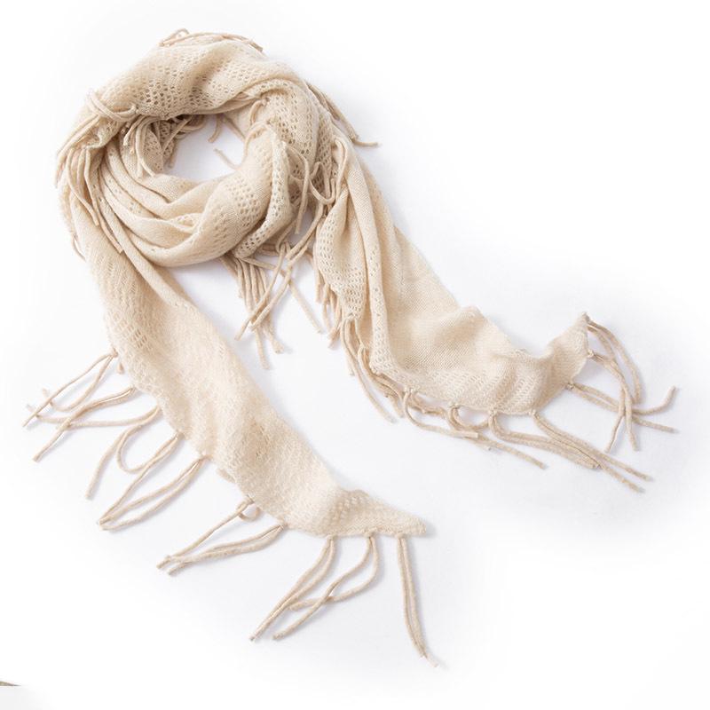 Women s 100% Pure Cashmere Shawl - Autumn/Winter Fashion Tassel Knit Scarf One Size бежевый