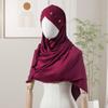 Headscarf Hat with Bright Bead Pleated Design Solid Color Shawl