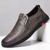 Men's hollow leather shoes Men's summer soft-soled soft leather breathable shoes Driving sandals One pedal hole shoes