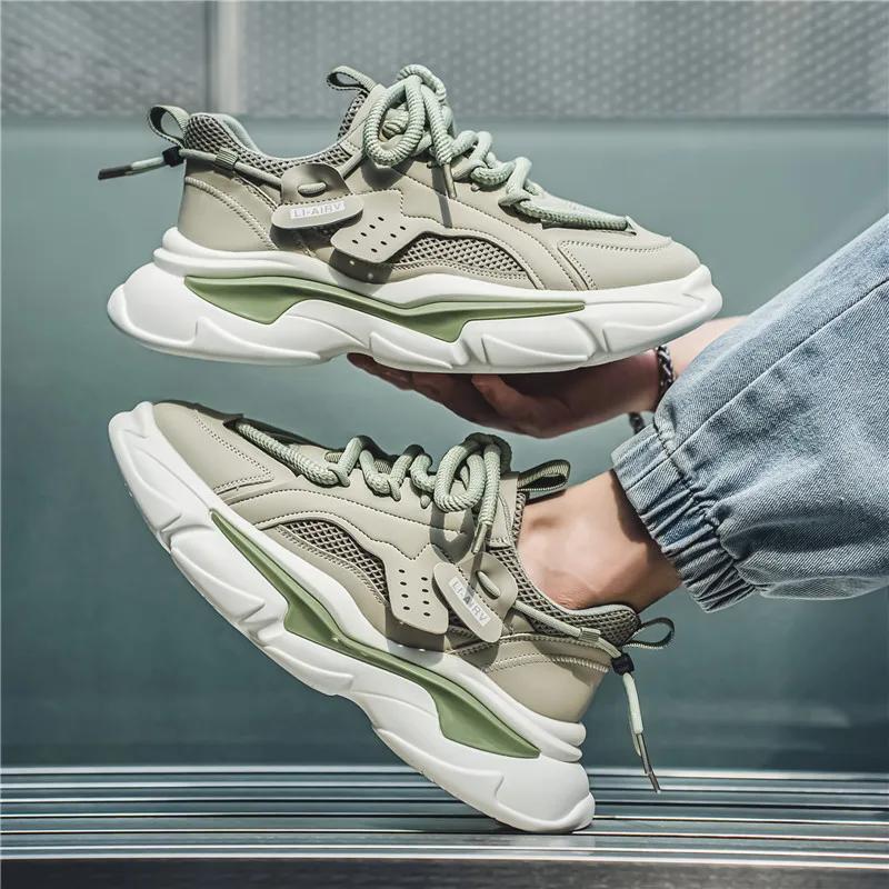 Men Running Shoes Thick Bottom Mesh Breathable Sports Casual Footwear Trending Outdoor Walking Sneakers Adult New 39-44