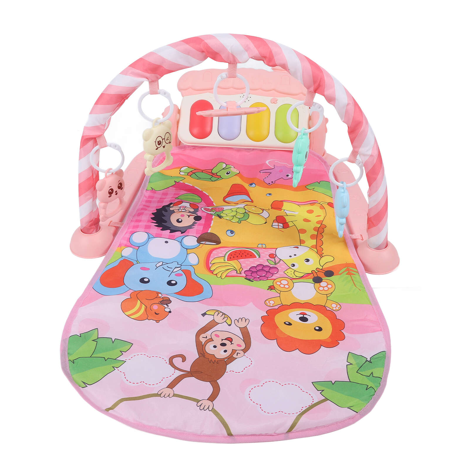 

Детский игровой коврик Kick Piano Gym для младенцев, музыкальный игровой коврик, многофункциональный коврик для фитнеса и развлечений розовый
