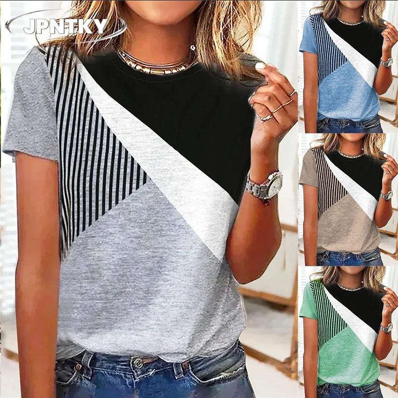 JPNTKYWomen's Fashion Casual Short Sleeve O Neck Blouses & Shirts