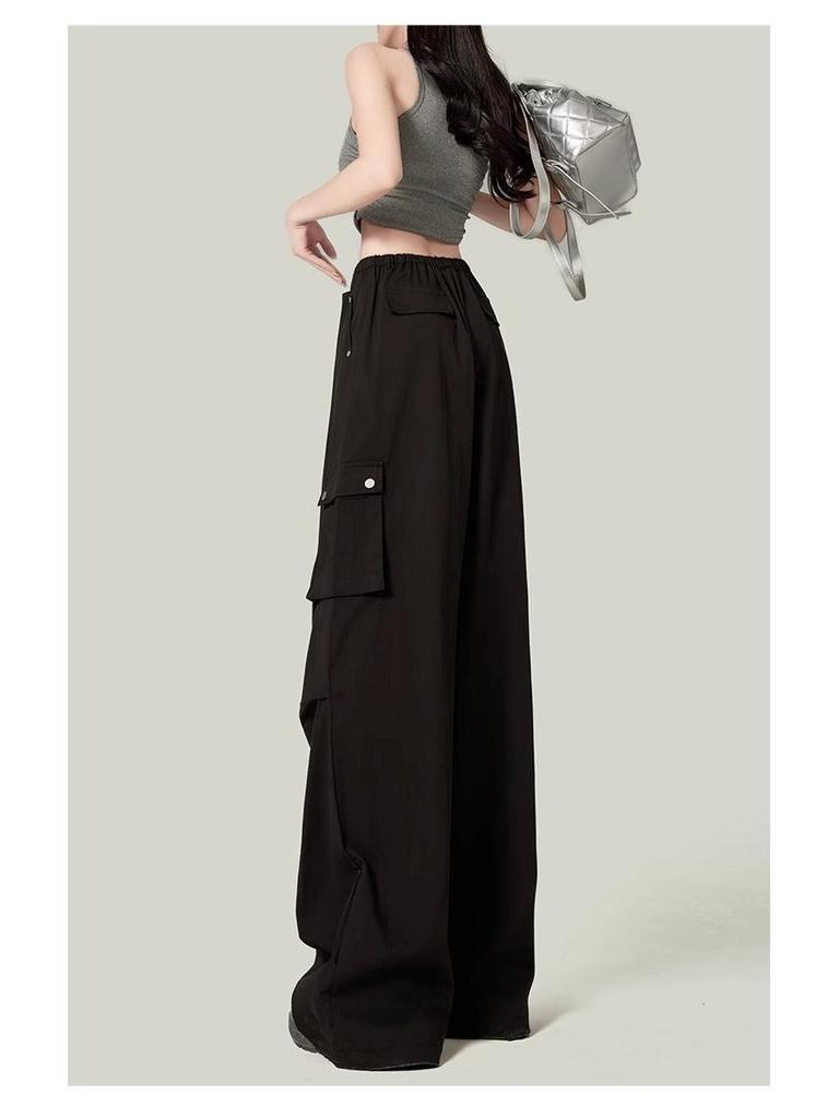 Women's Retro High-Waist Wide-Leg Quick-Dry Cargo Pants