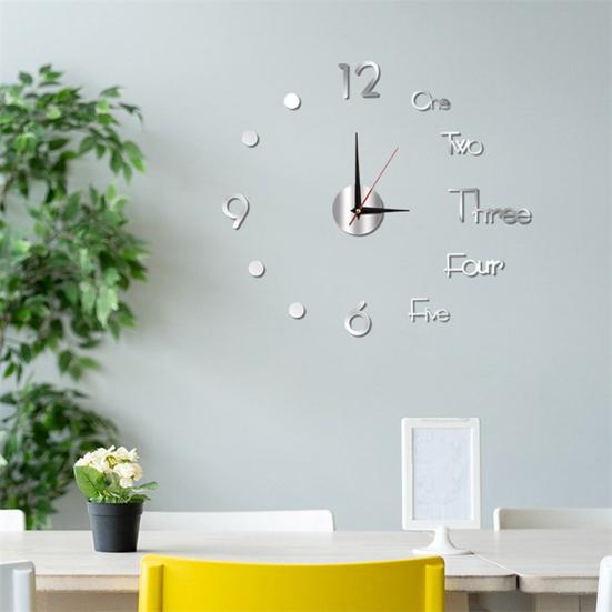 3D DIY Wall Clock Simple Installation Battery-Powered Quiet Modern Nordic Wall Clock for Living Room Bedroom