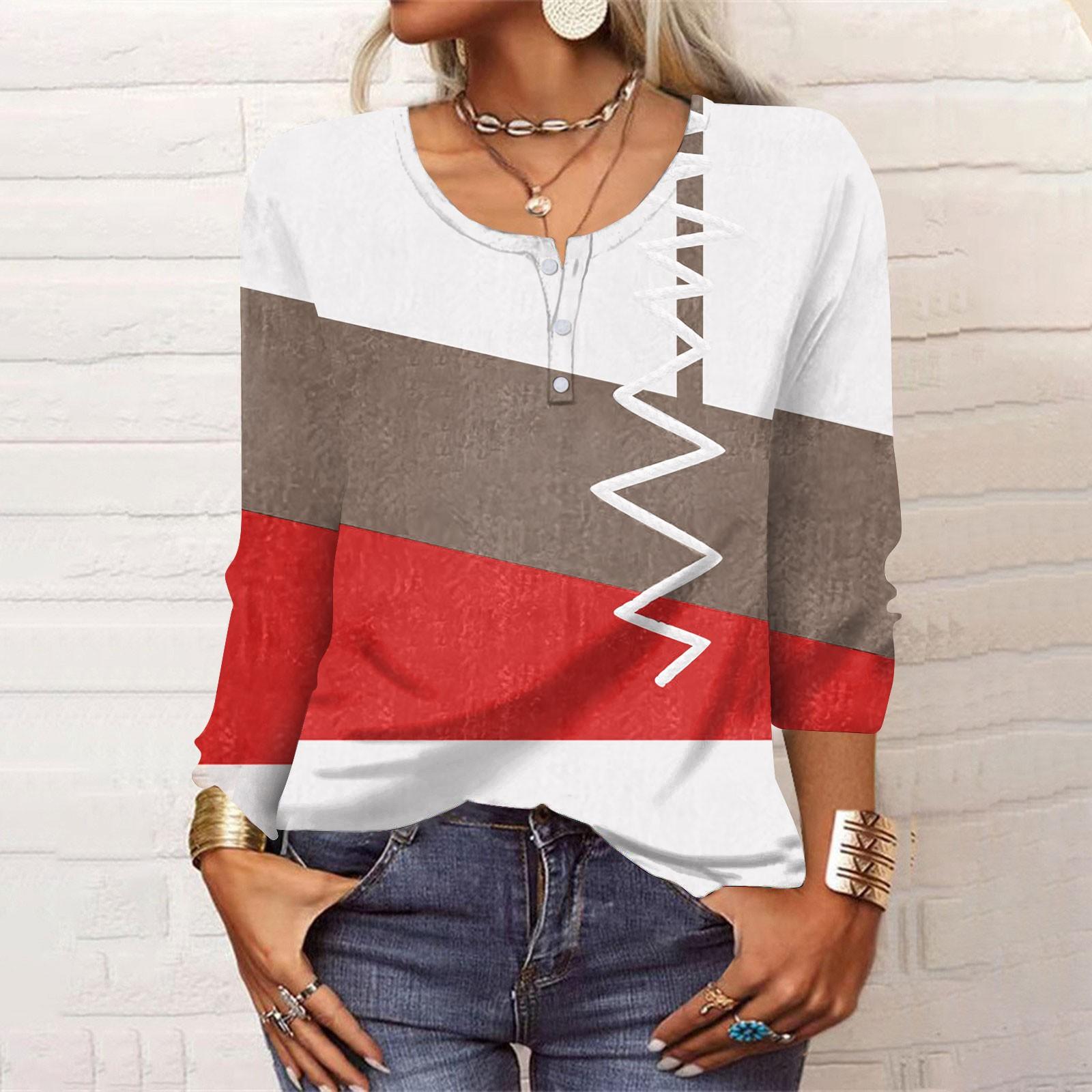 

Летняя женская мода повседневная блузка с длинным рукавом и цветочным принтом на пуговицах с U-образным вырезом XXXL разноцветный