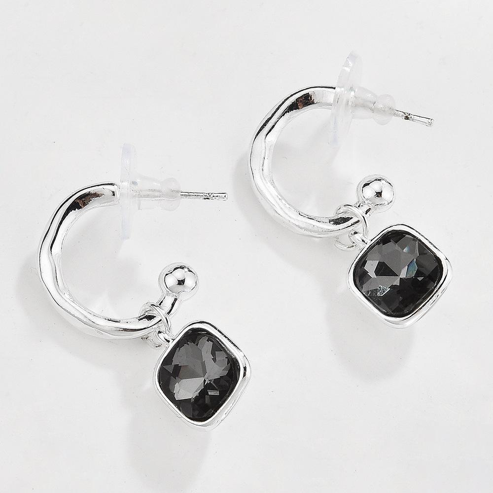 1/2 PCS Minimalist Sparkling Black Rhinestone Drop Earrings - Exquisite Geometric Pendant Jewelry Gift for Women