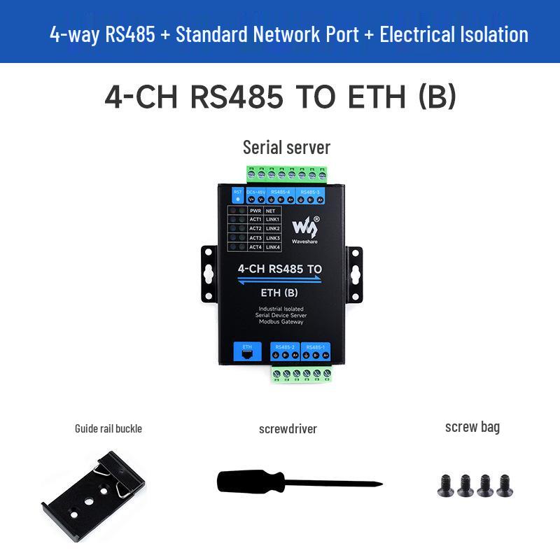 Four-Way RS485 to RJ45 Ethernet Modbus Gateway for Transparent Data Transmission