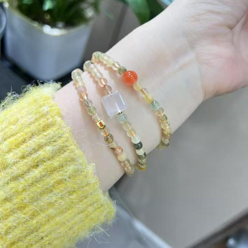 Natural Phantom Quartz Multi-Gem Bracelet: Stylish & Versatile Crystal Jewelry for Women